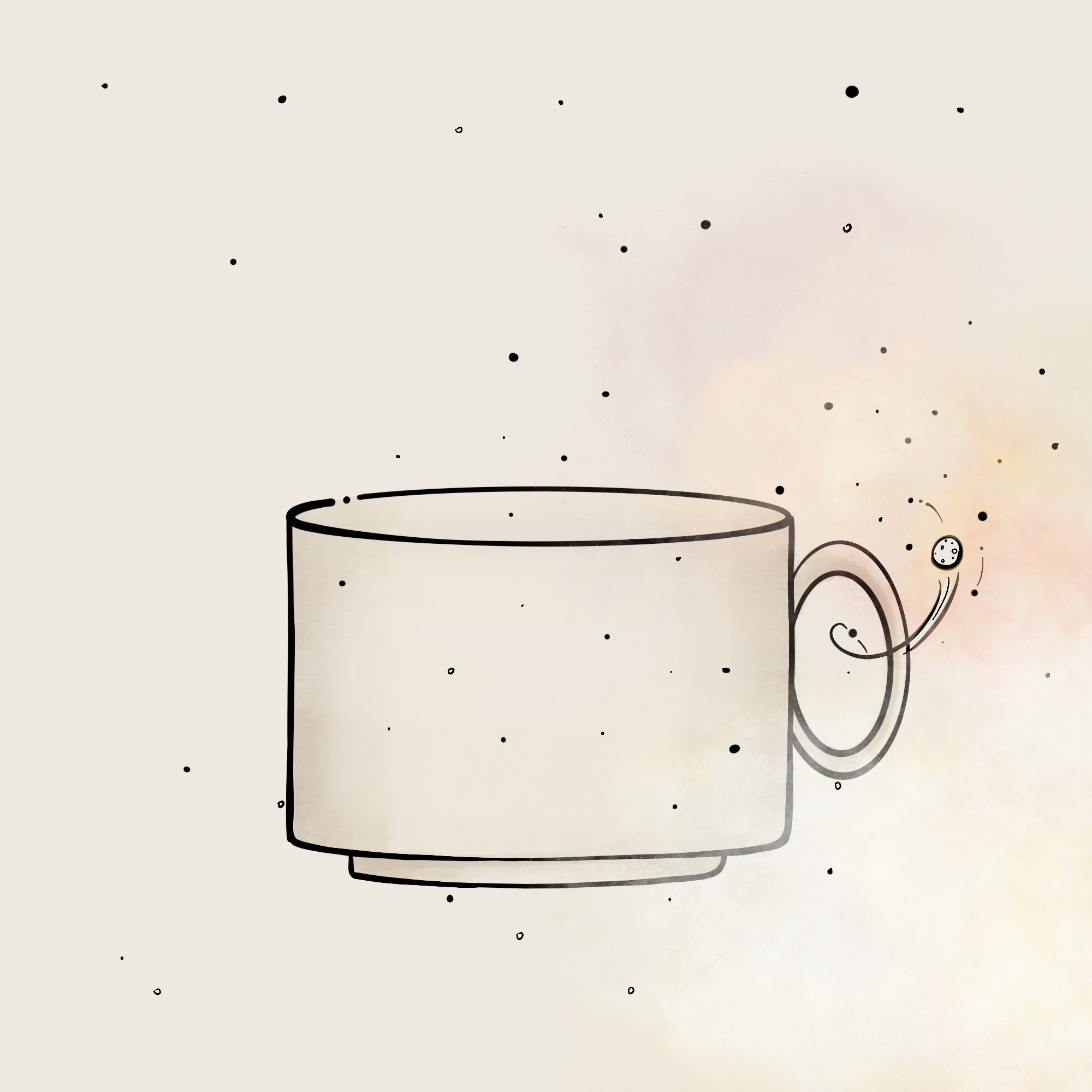 Cover image of a product collection featuring a line drawing of a ceramic cup with handle on a beige background.